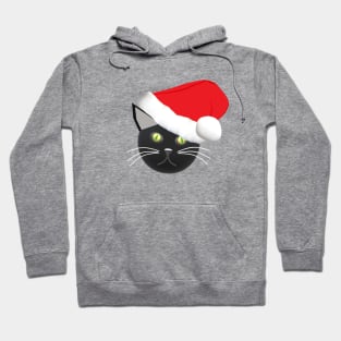 Christmas Kitty Cat Wearing a Santa Hat (Green Background) Hoodie